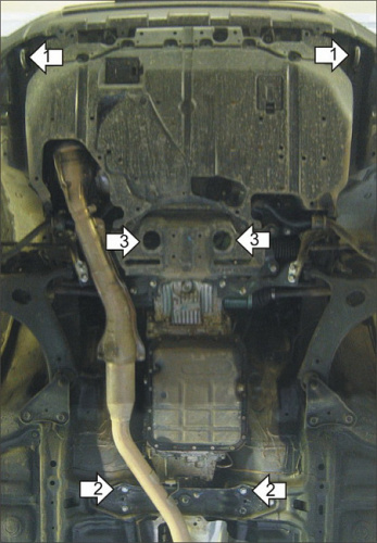 Защита картера двигателя и КПП Subaru Forester III (SH/S12) 2007-2010 Внедорожник 5 дв. V-2,0, 2,5 4WD АКПП Арт. 02226