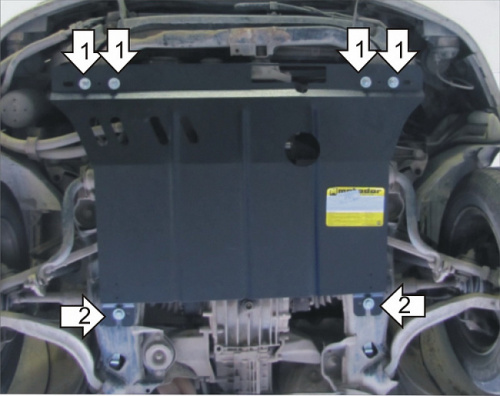 Защита картера двигателя Audi A4 I (B5) 1994-1999 Седан V-1,6; 1,8; 2,4 - FWD, 4WD; крепится к трубам воздуховода Арт. 00107