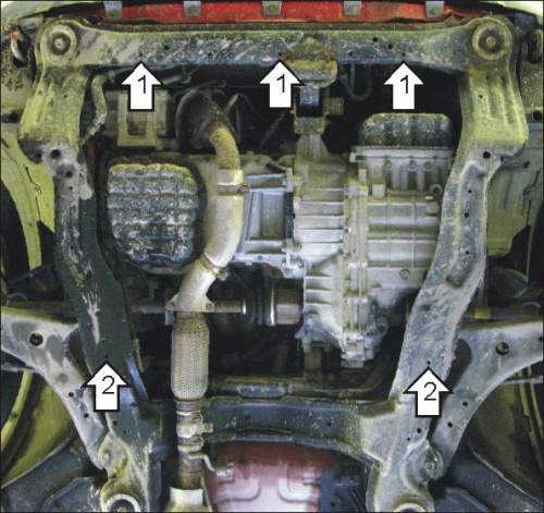 Защита картера двигателя и КПП Hyundai Santa Fe I (SM) 2000-2004 V-2.0; 2.2; 2.4; 2.7 Арт. 00924