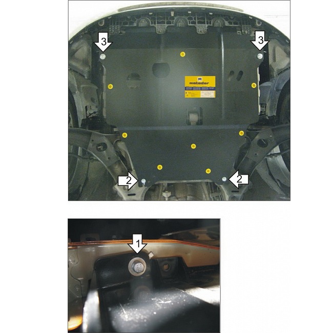 Защита картера двигателя и КПП Kia Venga I 2009-2014 Минивэн V-1,4, 1,6 FWD для а/м с 2010- Арт. 01030