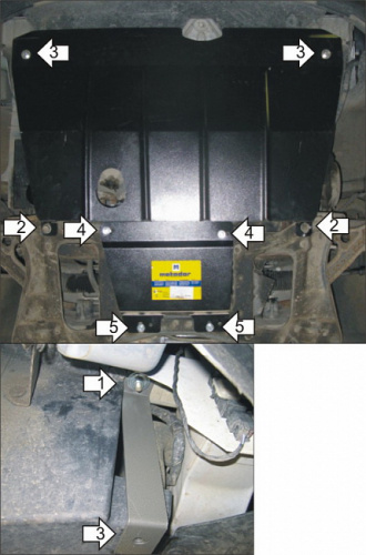 Защита картера двигателя и КПП Chrysler Town and Country IV 2000-2004 Минивэн V-3,3 FWD; примерялась только на АКПП Арт. 00306
