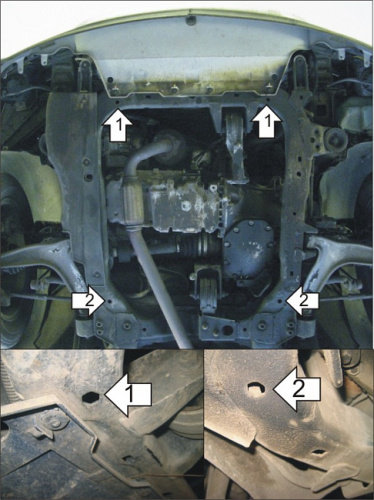 Защита картера двигателя и КПП Opel Vectra C 2002-2005 Седан V-1,6, 1,8, 2,0, 2,8, 3,2, 1,9D, 2,2D - FWD Арт. 01511