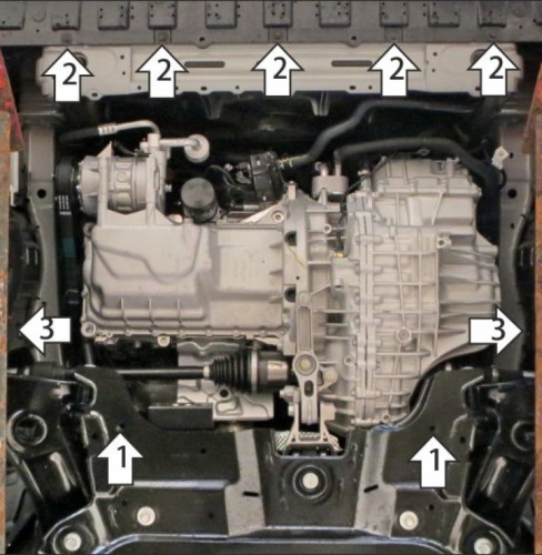 Защита картера двигателя и КПП Changan UNI-V 2021- V-1.5; FWD; АКПП Арт. 77208