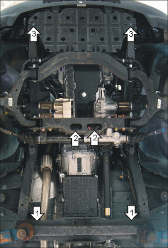 Защита картера двигателя, КПП и радиатора SsangYong Rexton I 2001-2007 V-3,2 4WD для а/м 2002-2004 Арт. 02805