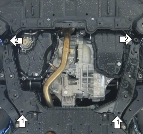 Защита картера двигателя и КПП Toyota Highlander III (U50) 2013-2016 V-3,5 4WD. Для а/м с2014 по 2021 г.в.(Люк для замены фильтра, отверстие для слива