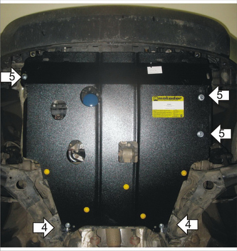 Защита картера двигателя и КПП Kia Soul I (AM) 2011-2014 FL V-1,6 FWD для а/м 2012-2014 Арт. 01031