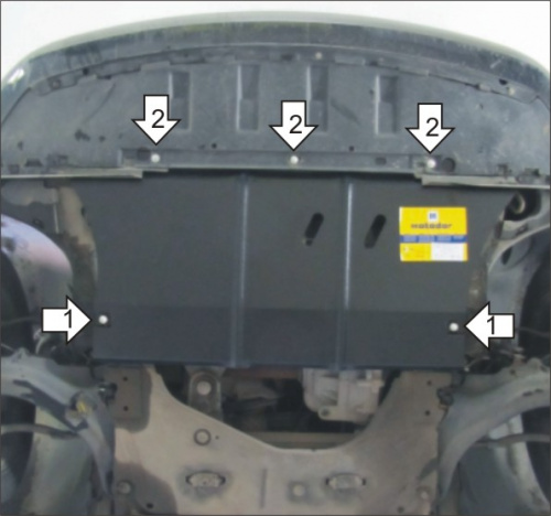 Защита картера двигателя и КПП Renault Megane II 2002-2006 Седан V-1,4; 1,6; 2,0; 1,5D; 1,9D; 2,0D - FWD (подходит в т.ч. для кабриолет) Арт. 01713
