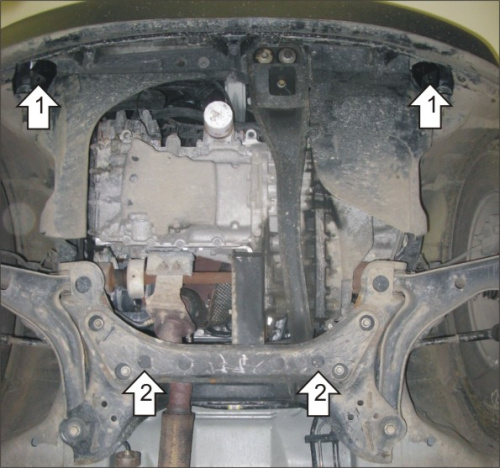 Защита картера двигателя, КПП и радиатора Ford Escape I 2008-2009 2 рестайлинг Внедорожник 5 дв. V-2,3, 2,5 4WD, FWD; для а/м 2007-2009 Арт. 00743