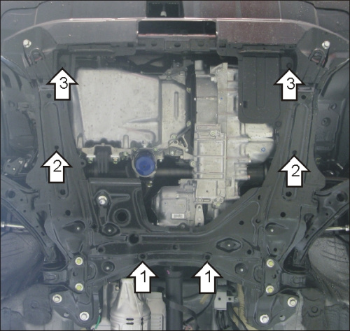 Защита картера двигателя и КПП Honda CR-V III 2006-2009 Внедорожник 5 дв. V-2,0, 2,4 4WD, FWD Арт. 10822