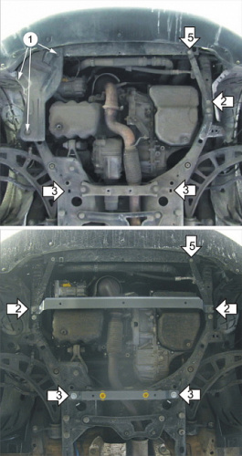 Защита картера двигателя и КПП MINI Countryman I (R60) 2010-2016 Внедорожник 5 дв. V-1,6D, 1,6 4WD, FWD Арт. 07003