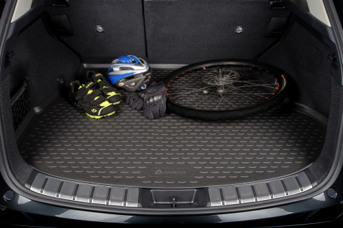 Коврик в багажник Hyundai Santa Fe IV (TM) 2020- FL, полиуретан Element, Черный, 7 мест, короткий Арт. ELEMENTA0N169K13