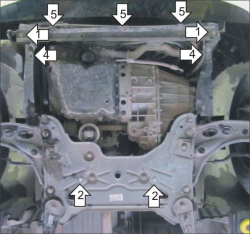 Защита картера двигателя и КПП Opel Vivaro A 2006-2014 Рестайлинг Фургон V-2,0D  FWD Арт. 01529