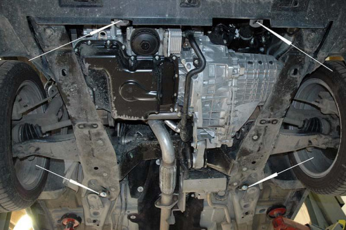 Защита картера двигателя и КПП Jaguar X-Type I 2008-2009 Рестайлинг Седан V-2.0 Diz Арт. 28.1450