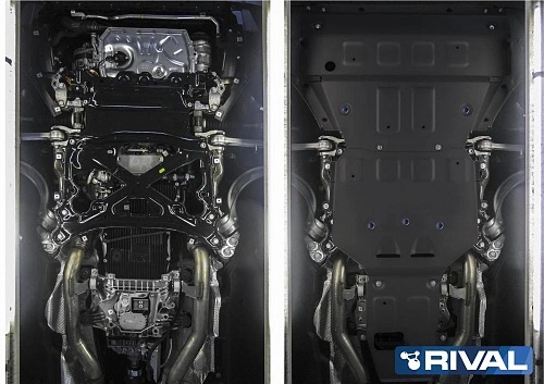 Защита картера двигателя, КПП и РК Porsche Cayenne (959) 2017-2022 V - 2.9T(440л.с.); 3.0(340л.с); 4.0T Арт. K33346151
