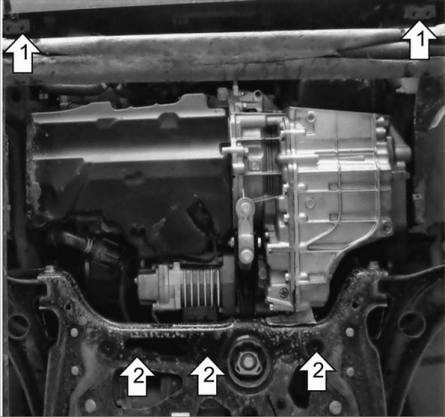 Защита картера двигателя и КПП Volkswagen Taos 2020-2023 Внедорожник 5 дв. V-1,4, 1,6 FWD, 4WD для а/м с 2021- Арт. 52739