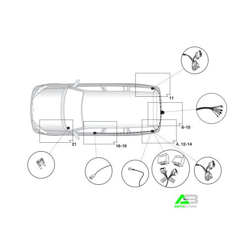 Блок согласования Renault Dokker 2012-2017 Универсальный 7pin с отключением парктроника, арт.12620518