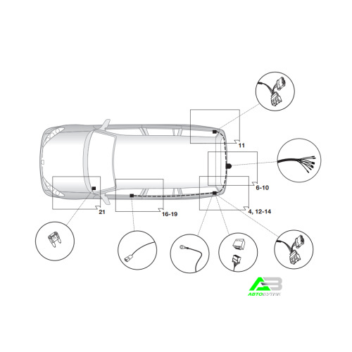 Блок согласования Dacia Dokker 2012-2017 Универсальный 7pin с отключением парктроника, арт.12620508