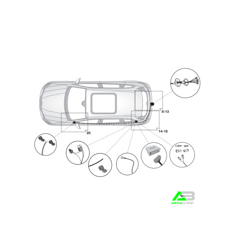 Блок согласования Renault Koleos II 2016-2019 Универсальный 7pin с отключением парктроника, арт.12180545