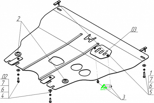 Защита картера двигателя и КПП Motodor для Honda Fit, Сталь 2 мм, арт. 00828