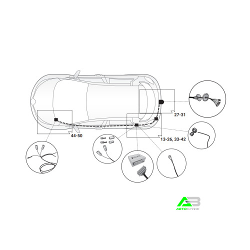 Блок согласования Nissan Kangoo III 2021- Универсальный 7pin с отключением парктроника, арт.12500673