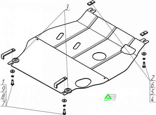 Защита картера двигателя и КПП Motodor для Honda Airwave, Сталь 2 мм, арт. 00821