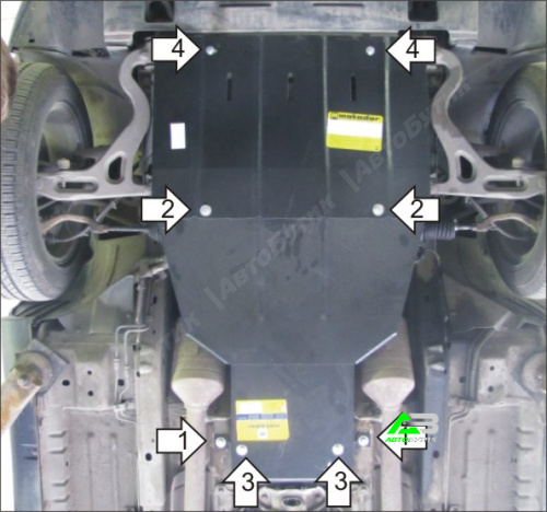 Защита картера двигателя и КПП Motodor для Jaguar S-Type, Сталь 2 мм, арт. 05803