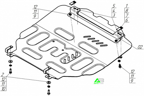 Защита картера двигателя и КПП Motodor для Suzuki Baleno, Сталь 1,5 мм, арт. 72402