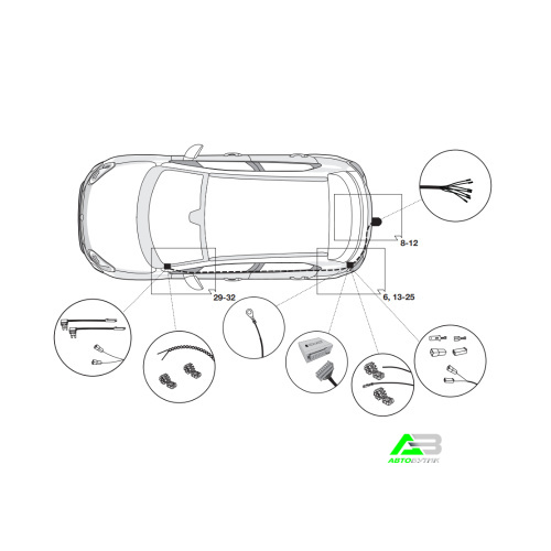 Блок согласования Jeep Renegade I 2014-2019 Универсальный 7pin с отключением парктроника, арт.12500612