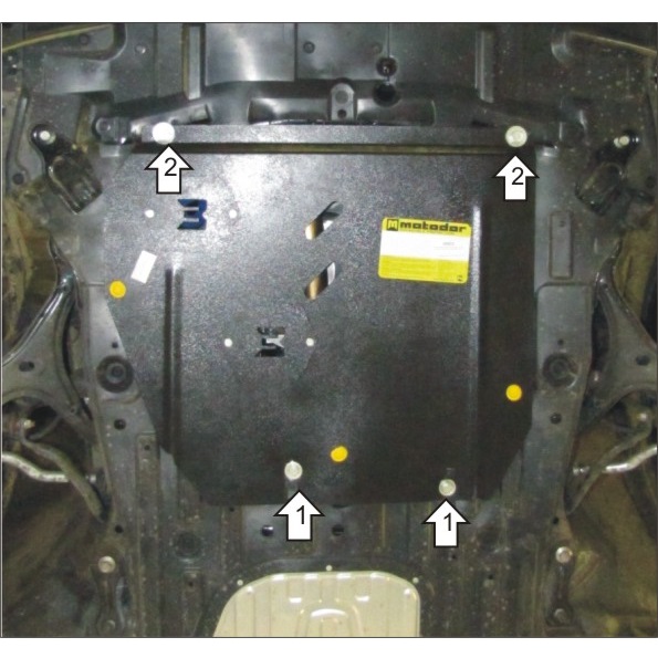 Комплект защит Honda Civic 2011-2015 Хэтчбэк 5 дв. V-1,8 FWD; устанавливается поверх пыльника; Защита: двигателя, КПП, масляного фильтра Арт. 00832