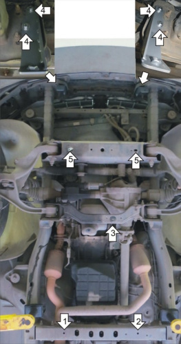 Защита картера двигателя, КПП, переднего дифференциала, радиатора Dodge Ram III 2001-2006 Пикап V - 4,7 ; 5,7 для Ram 1500 Арт. 382902