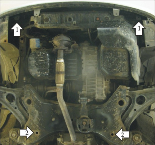 Защита картера двигателя и КПП Hyundai Getz I 2002-2005 Хэтчбэк 3 дв. V-1,1, 1,3, 1,5, 1,6, 1,5D FWD Арт. 00909