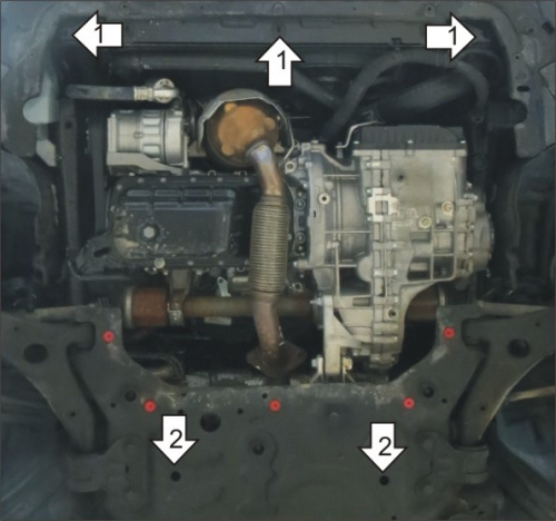 Защита картера двигателя и КПП Volvo V40 Cross Country I 2012-2016 V-1,6D; 2,0D - FWD; для а/м с 2013 Арт. 02620