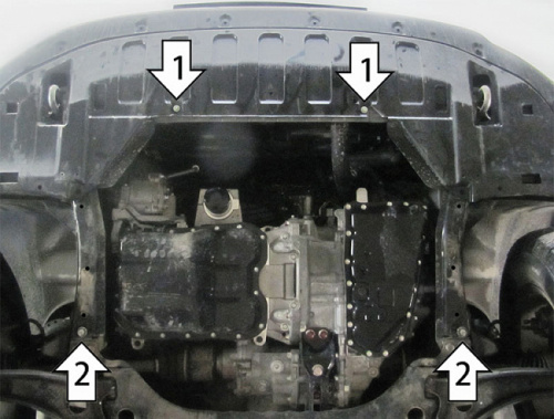 Защита картера двигателя и КПП Mitsubishi Outlander III 2012-2014 V- 2,0; 2,4 - 4WD, FWD. Арт. 71338