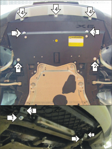 Защита радиатора BMW X6 I (E71) 2007-2012 Внедорожник 5 дв. V-3.0D; 4.4 4WD для а/м с 2010 Арт. 10209