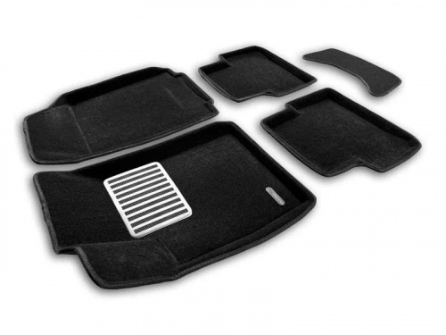 Коврики в салон Chevrolet Aveo II (T300) 2011-2020 5 дв., 3D ткань Euromat LUX, Черный, Арт. EM3D001501