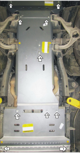 Комплект защит Dodge Ram IV 2008-2012 Пикап V-4,7; 5,7 4WD. В том числе для а/м Dodge Ram 1500 2009-2015. Защита: двигателя; КПП; РК; радиатора; перед