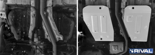 Защита топливного бака Geely Monjaro I 2022- V-2.0, АКПП, 4WD (комплект 2 шт) Арт. 33319331