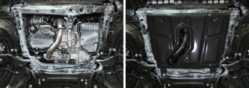 Защита картера двигателя и КПП Toyota RAV4 III (XA30) 2005-2010 V - 2.0; 2.4; с вырезом под глушитель Арт. 111.9506.1
