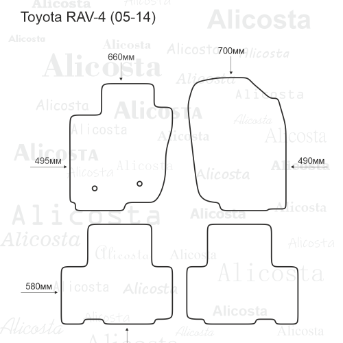 Коврики в салон Toyota RAV4 III (XA30) 2005-2010, текстильные Alikosta Premium, Серый, Арт. A1343Gy
