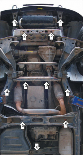 Комплект защит Ford Explorer III (U152) 2001-2006 Внедорожник 5 дв. V-4,0; 4,6. Защита: двигателя, КПП, радиатора, РК Арт. 10735