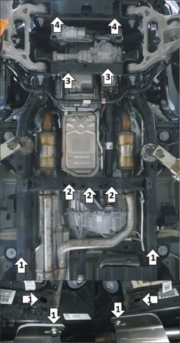 Защита картера двигателя и переднего дифференциала Ram 1500 DT 2018- Пикап V-6,0 4WD для а/м с 2021 Ram 1500 TRX. (отверстие для слива масла картера) 