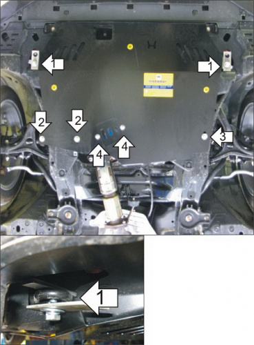 Защита картера двигателя и КПП Honda Accord VIII 2007-2011 Универсал V-2,0, 2,4 FWD для а/м с 2008 по 2012 Арт. 10826