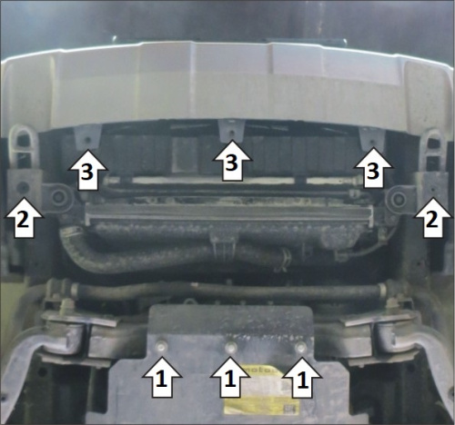 Защита радиатора Kia Mohave I 2016-2020 Рестайлинг Внедорожник 5 дв. V-3.0D 4WD Арт. 11030