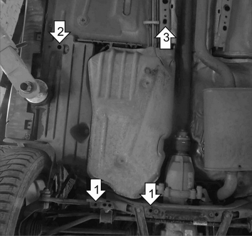 Защита топливного бака Ford Kuga II 2011-2017 Внедорожник 5 дв. V-1,6, 2,5 FWD, 4WD; для а/м 2013-2019 Арт. 00756