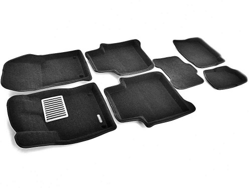 Коврики в салон Skoda Kodiaq I 2016-2022, 3D ткань Euromat LUX, Черный, на 3 ряда Арт. EM3D004513