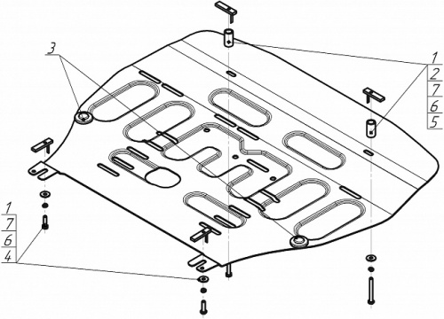Защита картера двигателя и КПП Hyundai Santa Fe IV (TM) 2020- FL V-2,2D, 2,5, 3,5 4WD Арт. 71010