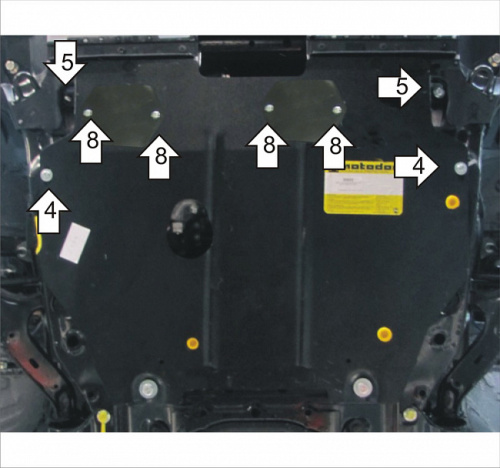 Защита картера двигателя и КПП Honda CR-V IV 2011-2015 Внедорожник 5 дв. V-2,0, 2,4 4WD; для а/м 2012-2016 Арт. 00833