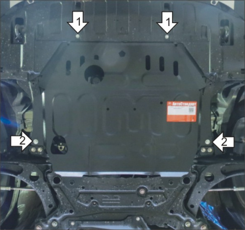 Защита картера двигателя и КПП Mitsubishi Outlander III 2012-2014 V-2,0, 2,4 4WD, FWD Арт. 51338
