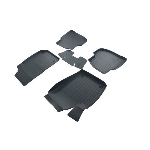 Коврики в салон Volkswagen Polo V 2009-2015 Седан, резина 3D SRTK LUX, Черный, Арт. 3D.W.POL.SD.09G.02024