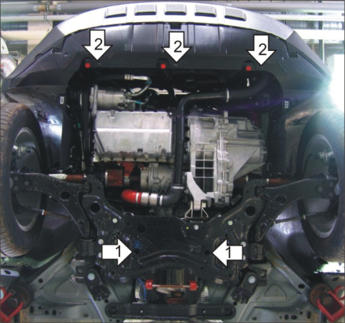 Защита картера двигателя и КПП Ford Kuga I 2008-2013 Внедорожник 5 дв. V-2,0D, 2,5 FWD, 4WD Арт. 00733